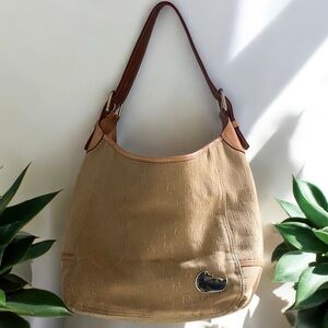 Vintage Dooney & Bourke Signature Canvas Hobo/Shoulder Bag